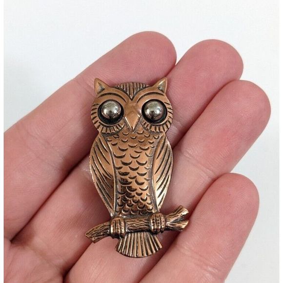 Owl Shaped Copper Bell Trading Post - Vintage - Picture 2 of 7